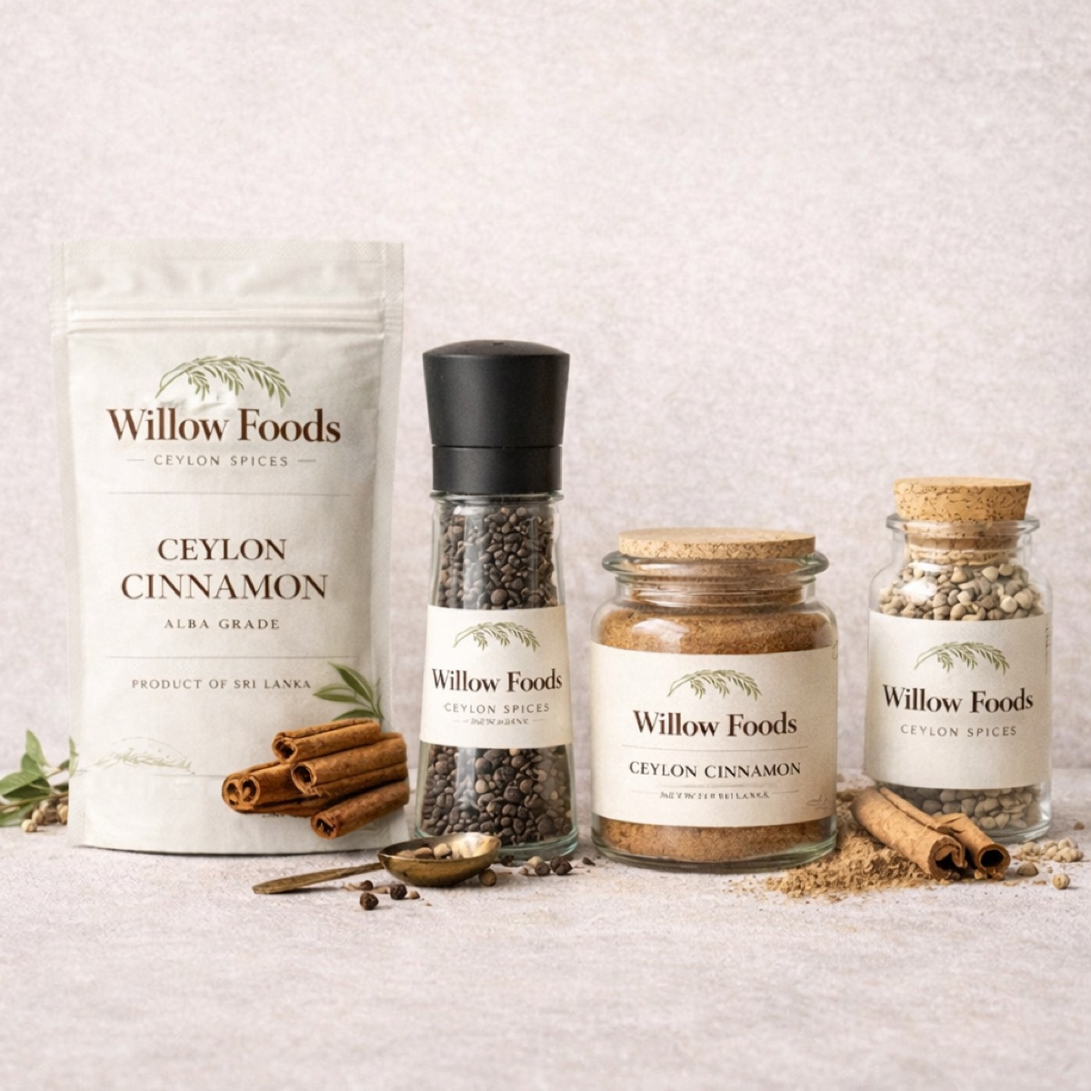 Willow Foods private label Ceylon spice packaging